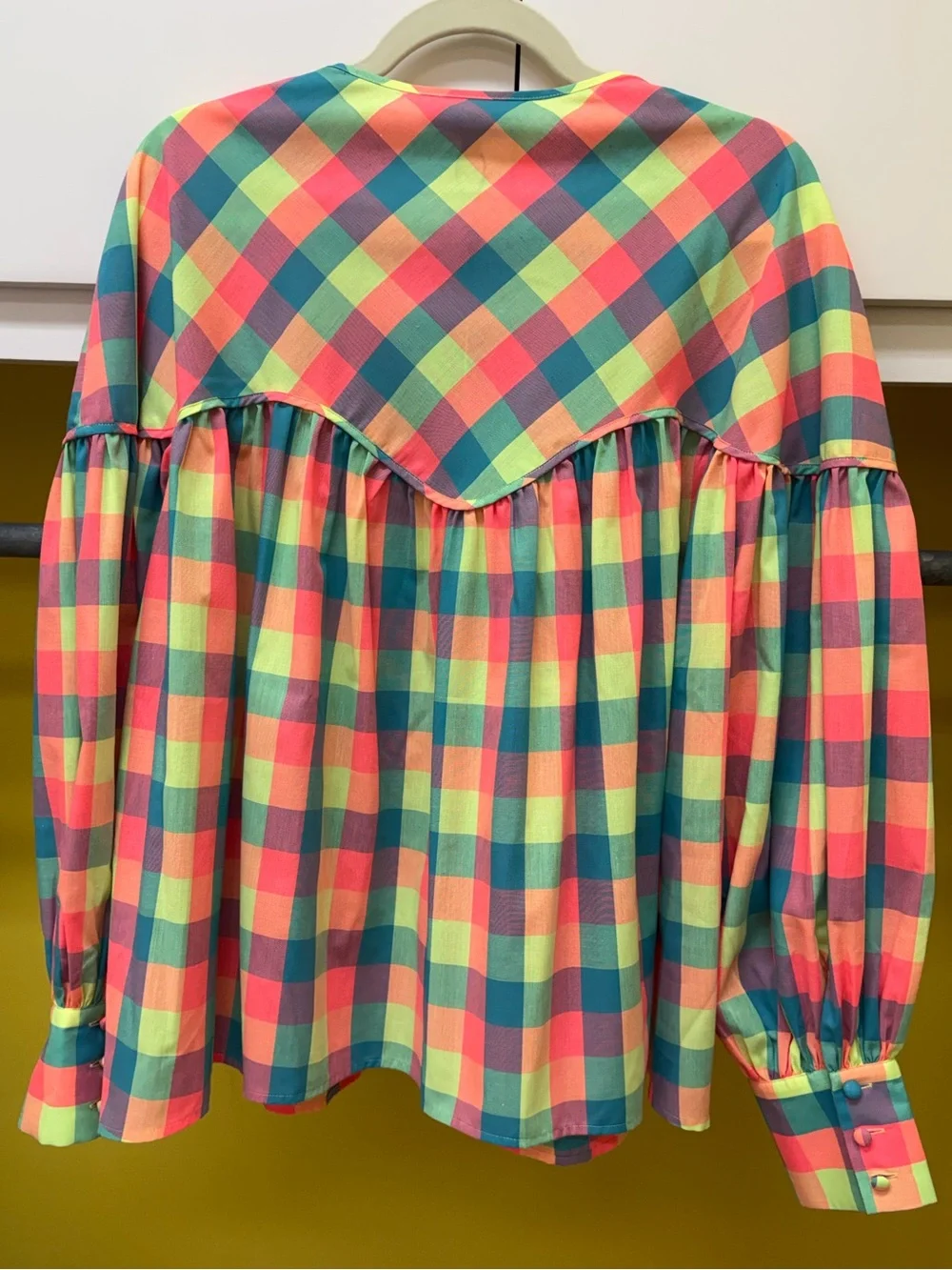 NWT HUNTER BELL Naya Blouse. Key Largo Plaid. Size XL. Retail price $375. - Picture 6 of 9